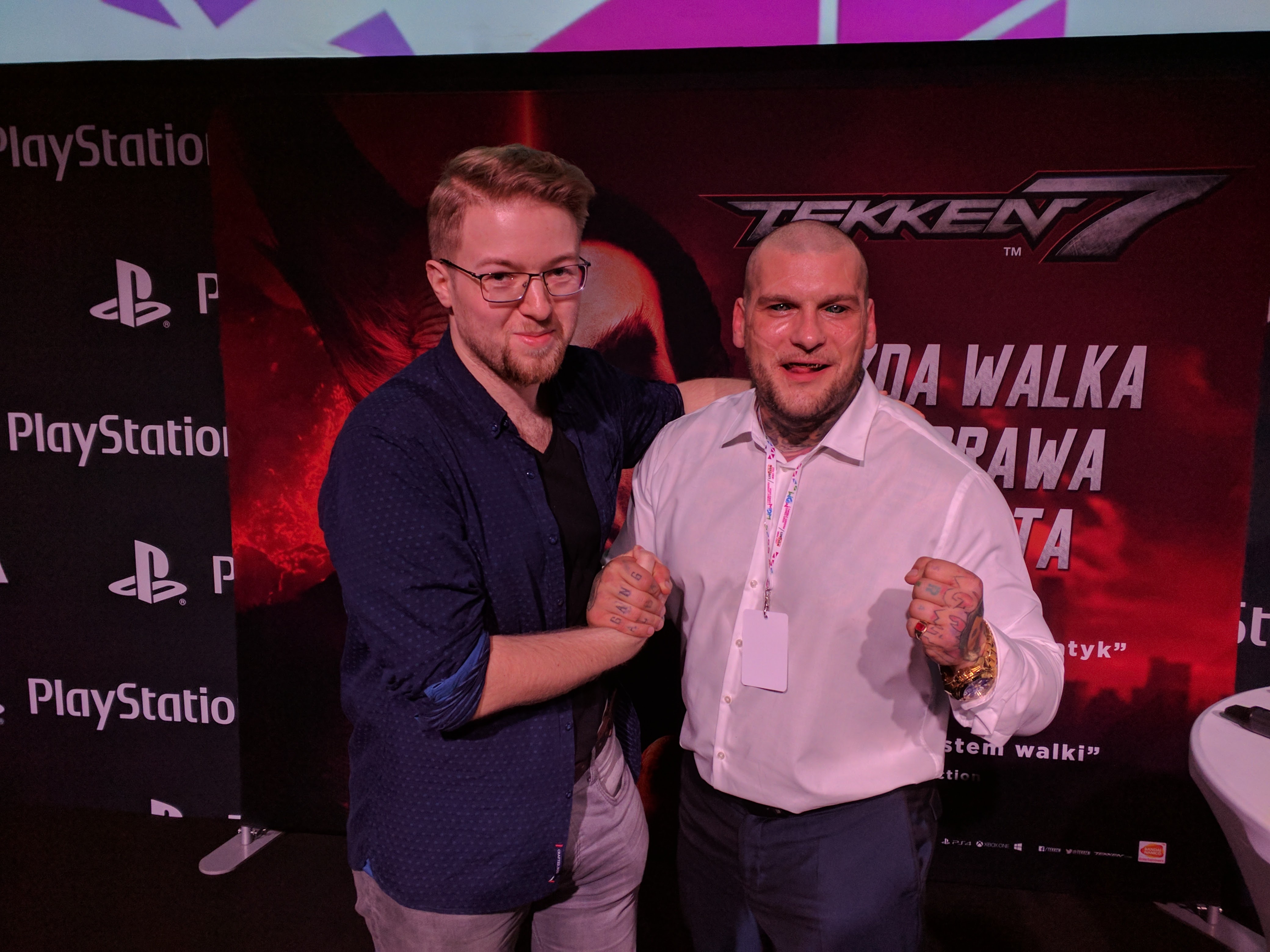 Popek i ja po partyjce w Tekkena 7 na Warsaw Games Week 2017